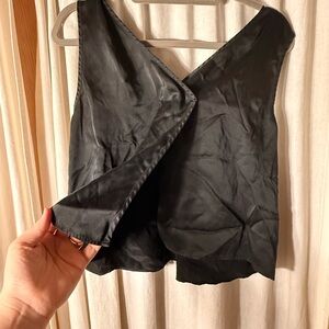 Lunya Washable Silk Tulip Back Cami Short Set Black Size Large